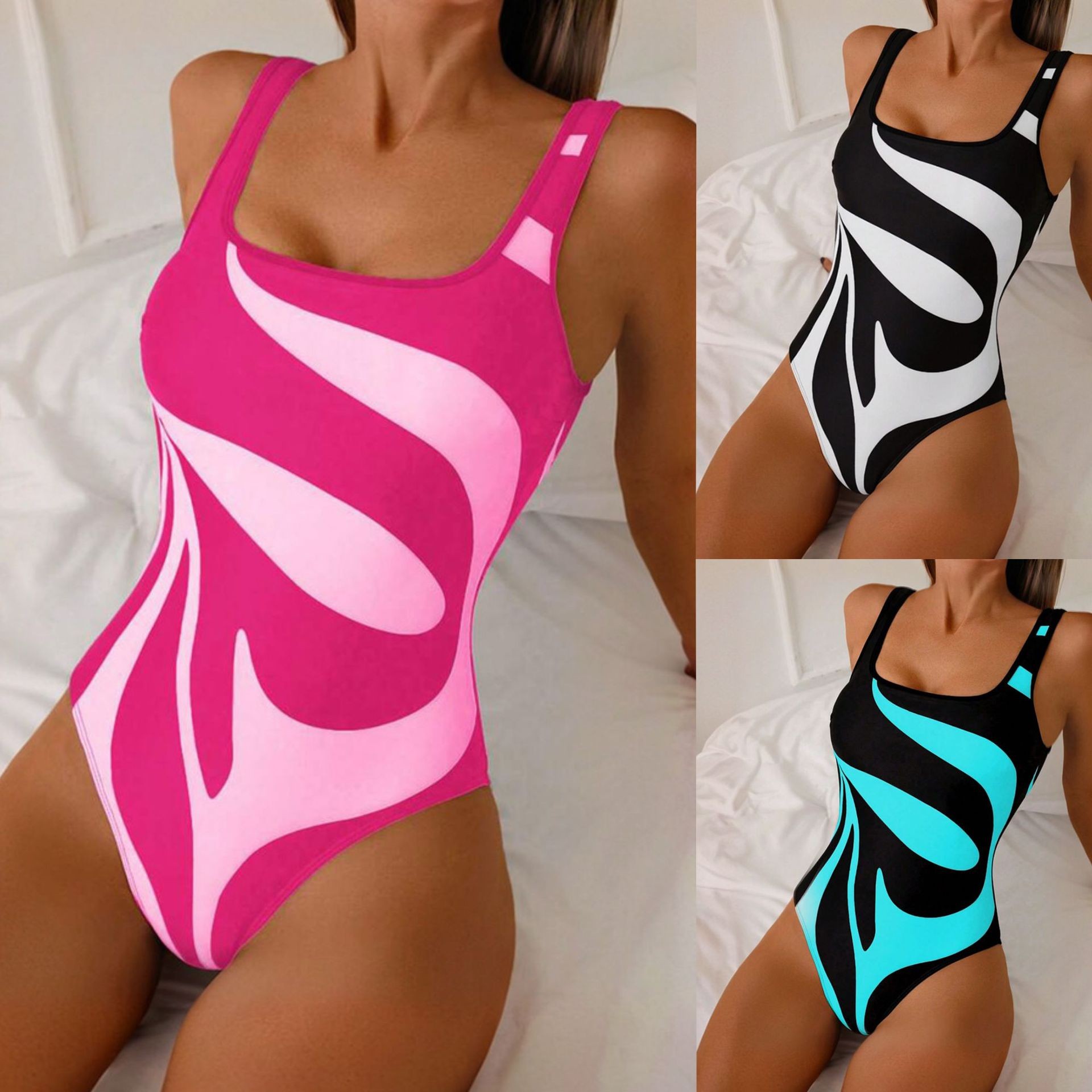 Swimwear - Tankini feminino com estampa abstrata, biquíni