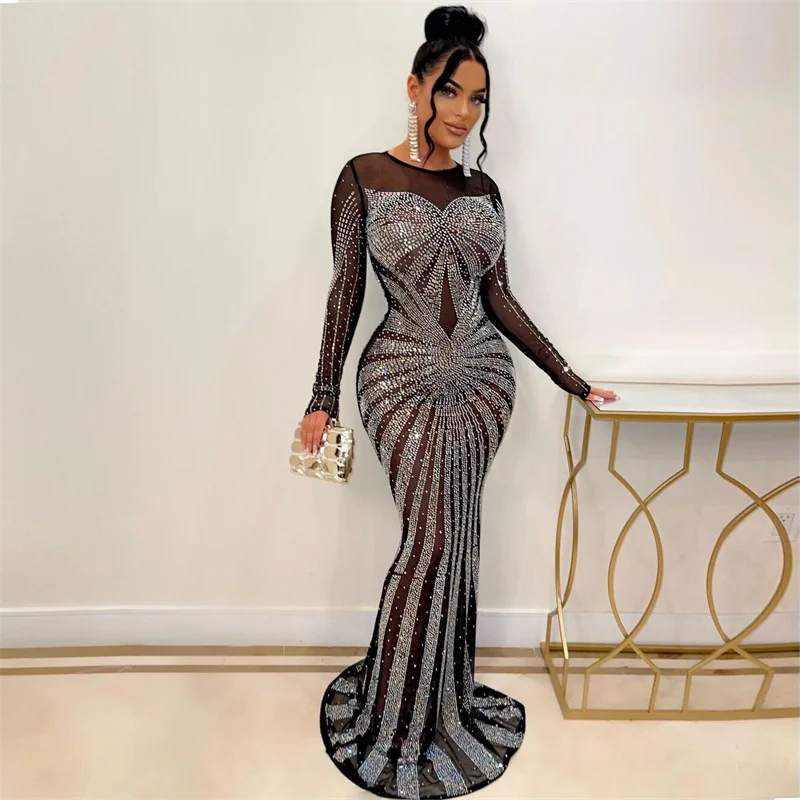 Sexy brilhante cristal strass  - Sparkly Rhinestone Club Party Dress avaliação e preço