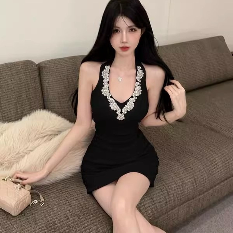Vestido Midi Sexy Preto de Um  - Sparkly Rhinestone Club Party Dress avaliação e preço
